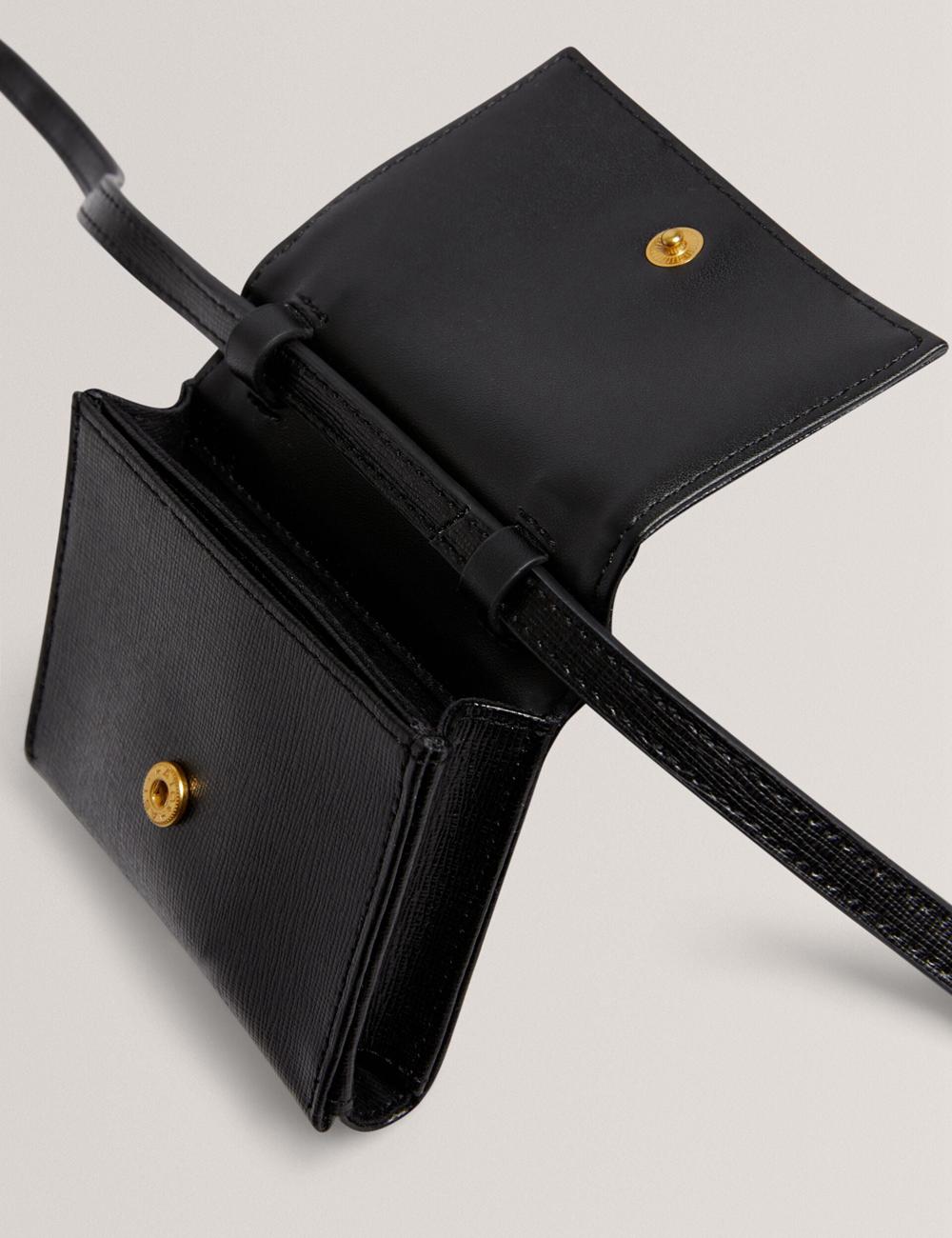 Ted Baker TAMZIEE - Leather Crossbody Card Holder Crossbodytassen Dames Zwart | PFZH-07814