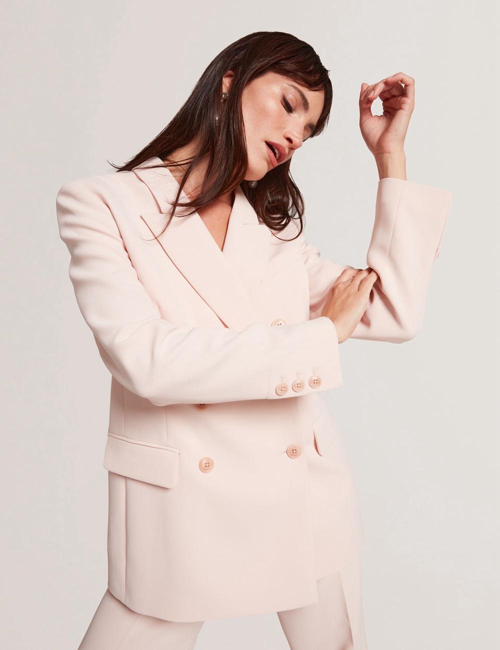 Ted Baker TRAGA - Tailored Double Breasted Woven Blazer Dames Roze | HRAL-93827