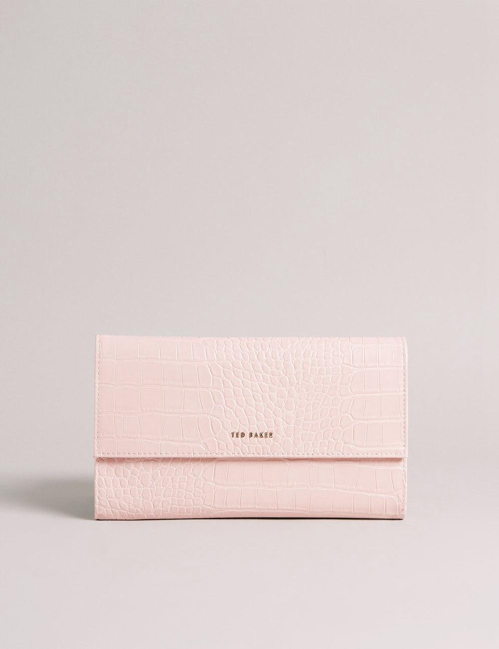 Ted Baker TRAVELZ - Croc Faux Leather Travel Organiser Portefeuille Dames Roze | JFDU-57432