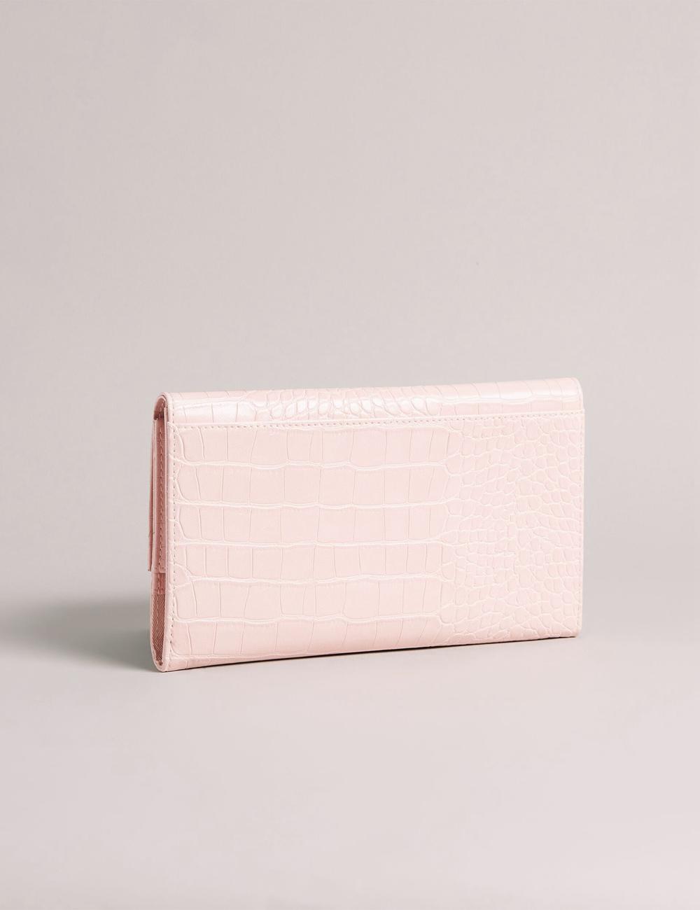 Ted Baker TRAVELZ - Croc Faux Leather Travel Organiser Portefeuille Dames Roze | JFDU-57432