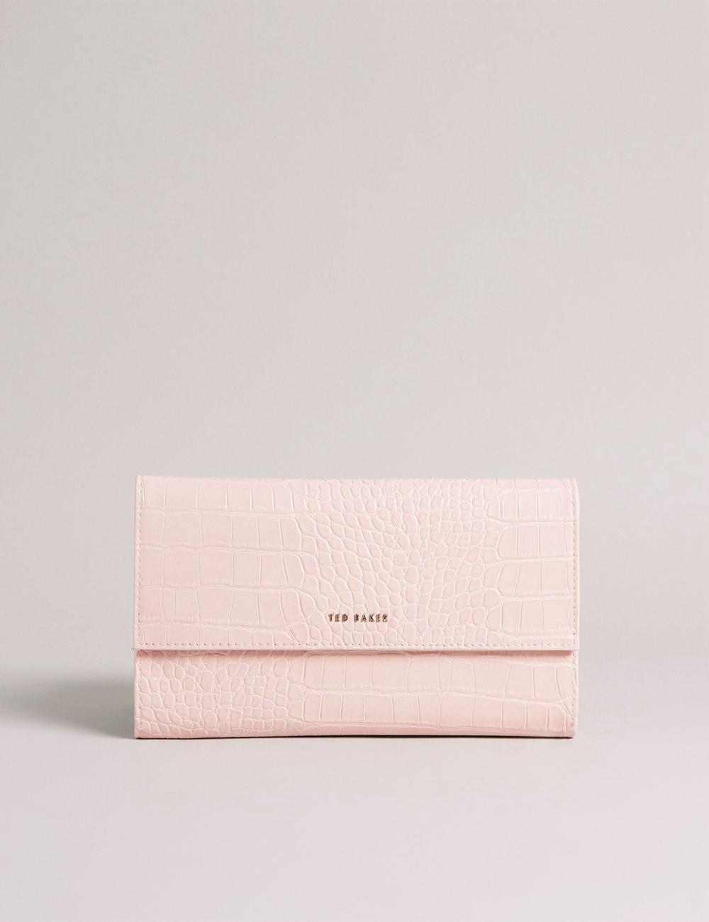 Ted Baker TRAVELZ - Croc Faux Leather Travel Organiser Portefeuille Dames Roze | JFDU-57432