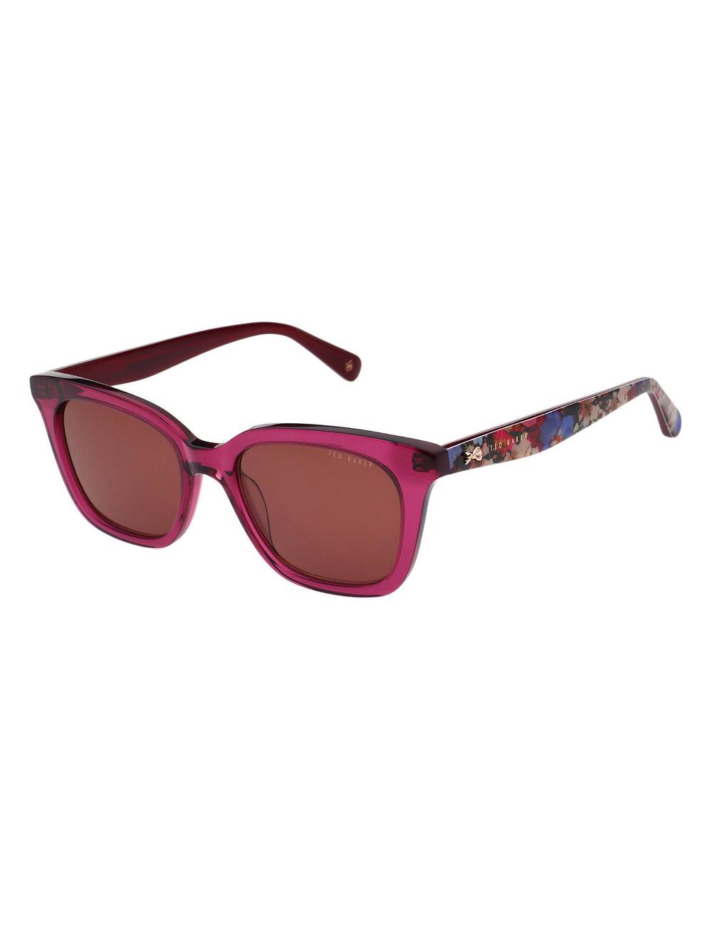 Ted Baker TYDE - Square Cat Eye Print Detail Zonnebril Dames Raspberry | VXNK-71425
