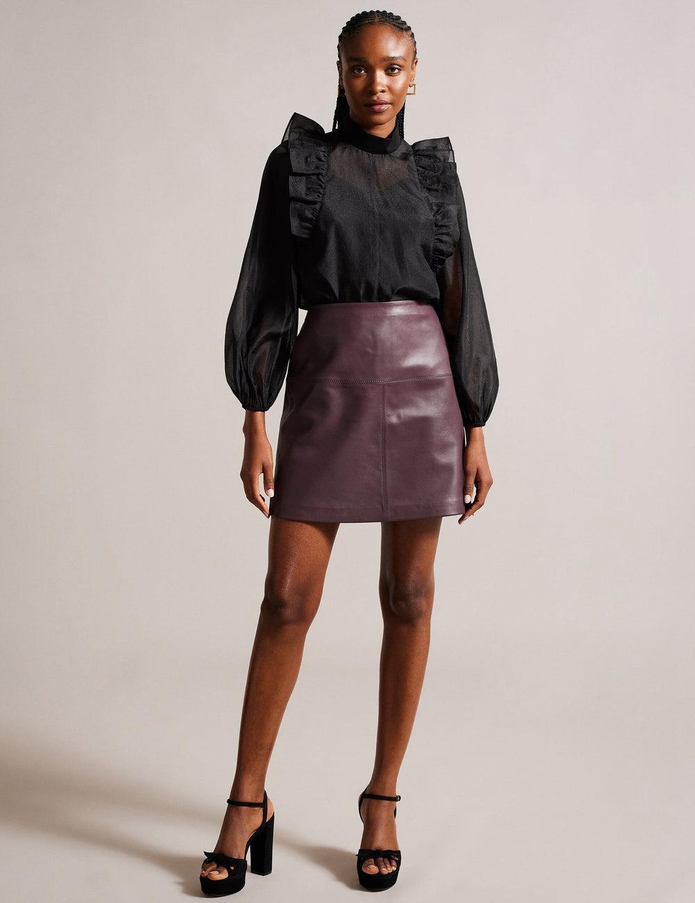 Ted Baker VALIAT - A-Line Leather Rokken Dames Rood | WCSA-74936