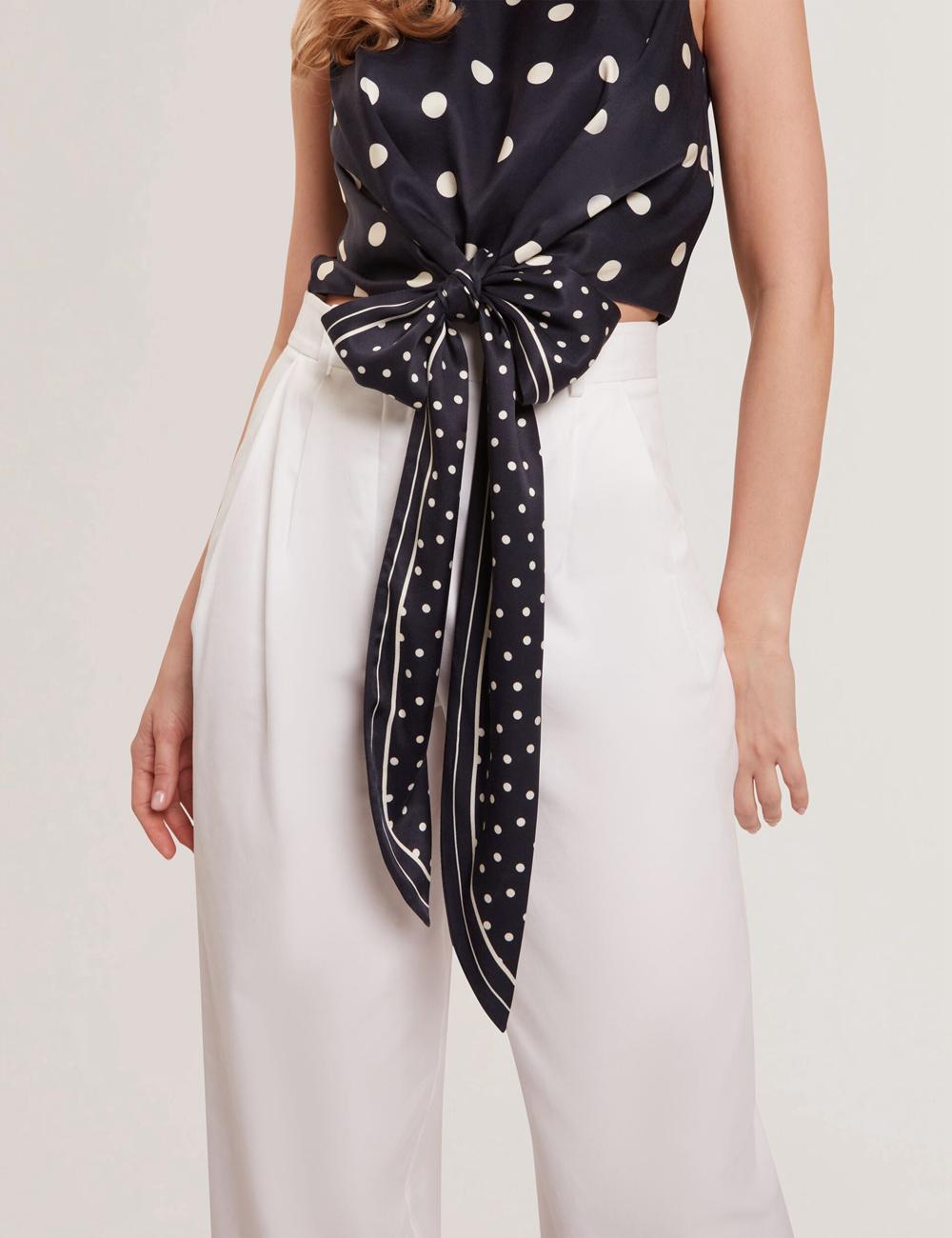 Ted Baker VEIRAA - Polka Dot Front Sleeveless Crop Topjes Dames Donkerblauw | WNLG-47895