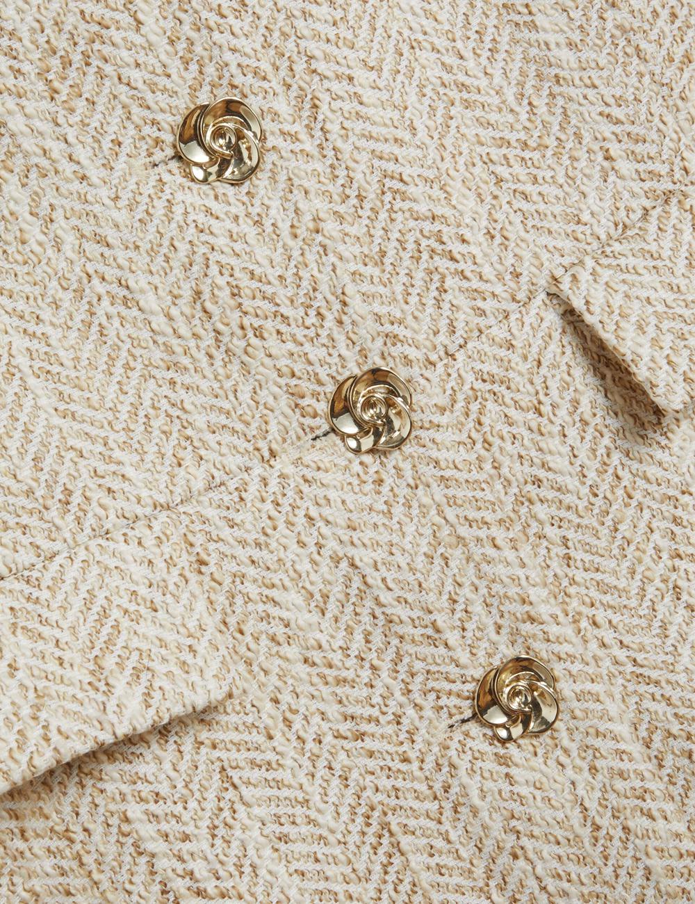 Ted Baker VULPAW - Boucle Herringbone Fitted Pak Gilet Dames Ivory | JAHK-81379