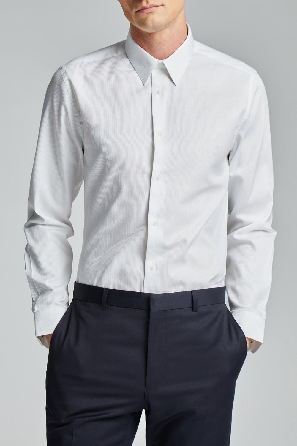 Ted Baker WHITE SATIN STRIPE - Textured Stripe Slim Fit Overhemd Heren Wit | QYHC-53249