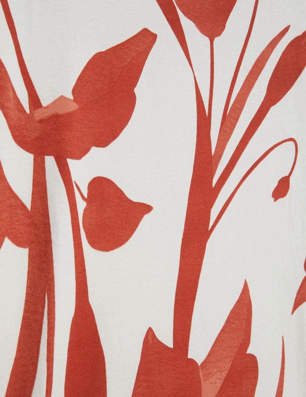 Ted Baker YIANNOS - Floral Print Heavyweight Cotton T-shirts Heren Rood | DEBL-96540