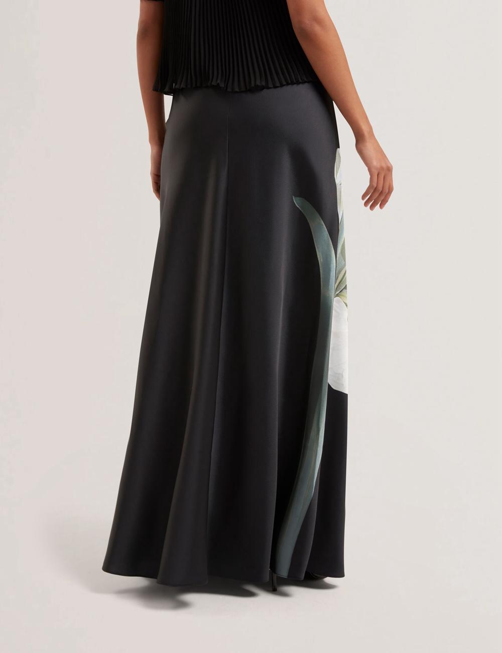 Ted Baker ZIONNA - Floral Print Detail Satin Rokken Dames Zwart | LJIC-05297